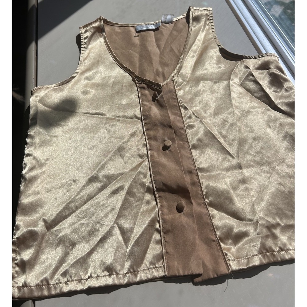 Vintage Victoria Secret Tank & Shorts Pajama Set Gold Buttons Down Small - Picture 3 of 8